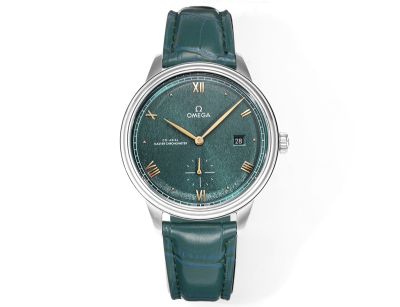 Omega De Ville 41MM 316L Steel 8802 Movement Italian Cowhide Leather Strap Watch